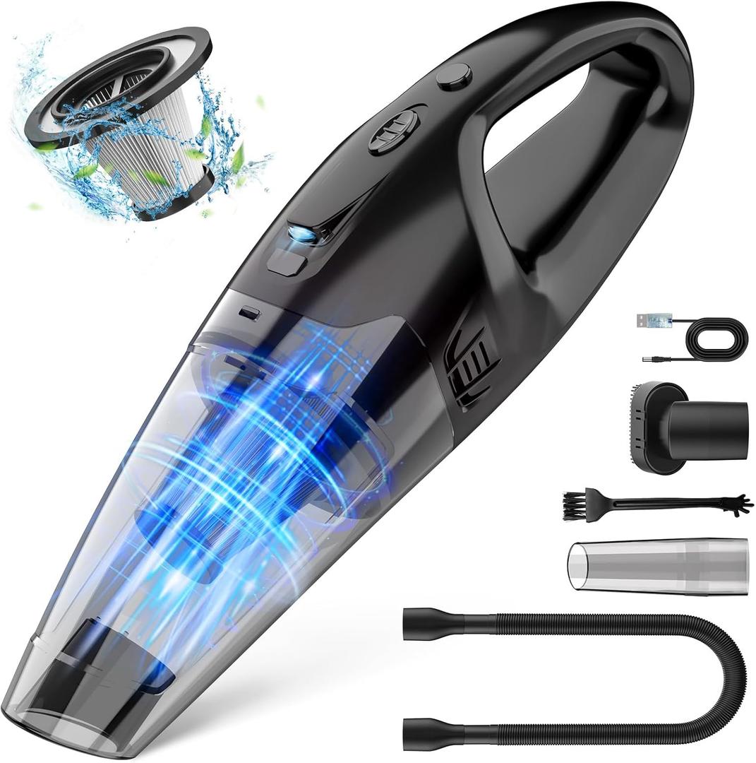 Handheld Vacuum Cordless Rechargeable, Hand Held Vacuum Cordless with LED, USB Charge, 1.65LBs, Car Vacuum Cleaner for Car/Home/Pet