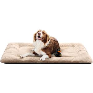 VERZEY Extra Large Dog Bed Mat Crate Pad Fit Metal Dog Crates,Ultra Soft Dog Crate Bed Washable & Anti-Slip Kennel Pad for Dogs Cozy Sleeping Mat,Cream 48L x30W x1H Inches XL