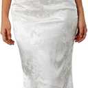 GLNEGE Women's Satin Bodycon Maxi Dress Elegant Formal Spaghetti Strap Cowl Neck Evening Party Dresses (Medium, White)