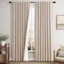Tan Beige Linen Blackout Curtains 84 Inch Length 2 Panels 100% Light Blocking Thermal Insulated Room Darkening Curtains for Bedroom Rustic Farmhouse Linen Black Out Drapes Primitive Earthy Back Tab