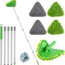 Wall Cleaner Triangle Mop with 82'' Long Handle - Wall Scrubber, Cleaning Washer Tool with 4 Microfiber Chenille Duster Pads for Clean Walls, Ceiling, Windows, Baseboards, Floors (Green)