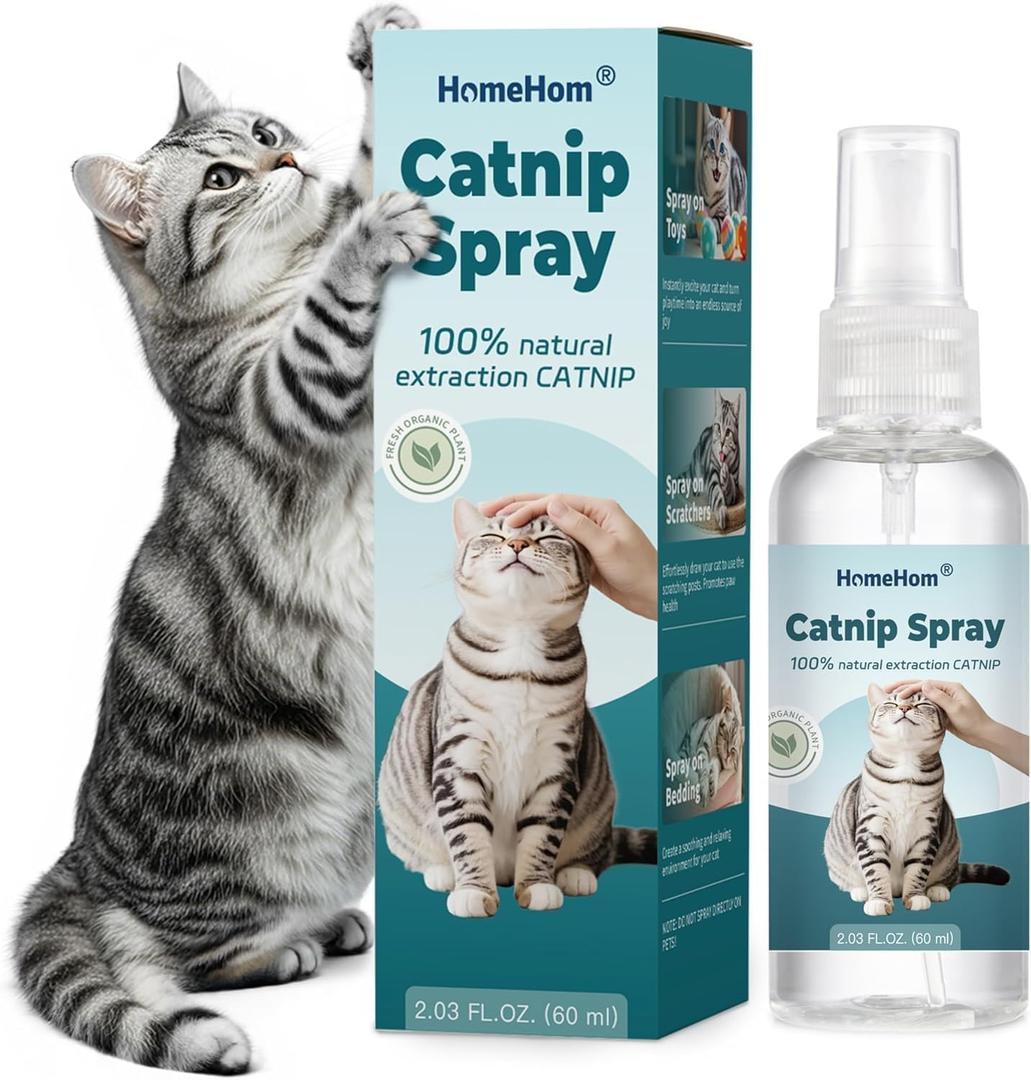Catnip Spray for Cats - Highly Potent for Energizing Play & Toy Renewal, Calming Stress Relief for Indoor Cats, 100% Natural Organic Catnip, Mess-Free Herbal Formula (2 fl.oz) (60ml)
