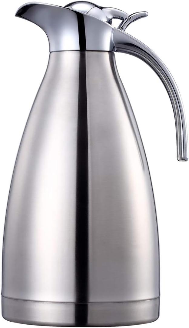 Sumerflos 68 Oz Stainless Steel Coffee Thermal Carafe/Double Walled Vacuum Thermos Insulated / 12 Hour Heat Retention(Silver)