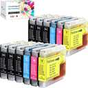 F FINDERS&CO LC51 Ink Cartridges Replacement for LC-51 Series Ink Work with Brother DCP-130C DCP-330C DCP-350C MFC-240C MFC-440CN MFC-685CW MFC-465CN MFC-665CW Printer (6BK 2C 2M 2Y, 12-Pack)