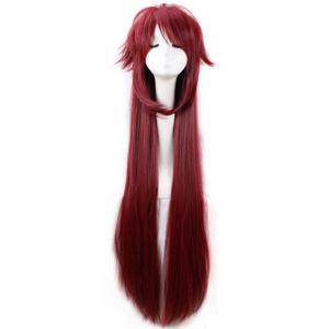 Cosplay Wigs Dark Red 35.4'' Length Long Straight Wig, Halloween Christmas Cosplay Costume Party (Large)