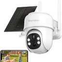 Septekon 360PTZ Security Cameras Wireless Outdoor, Solar Battery Powered Cameras for Home Surveillance, 2K 2.4G WiFi Camera with Spotlight, Motion Detection, Siren, Color Night Vision, IP66, White