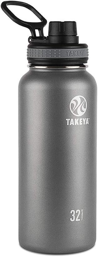Takeya Originals 32 oz Vacuum Insulated Stainless Steel Water Bottle with Spout Lid, Graphite