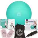 Birthing Ball for Pregnancy & Labor - 18 Page Pregnancy Ball Exercises Guide by Trimester - Non Slip Socks - How to Dilate, Induce, & Reposition Baby for Mom (65 cm, Mint Green)