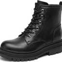 DREAM PAIRS Lace-up Combat Boots Ankle Booties for Women (6.5, Black)