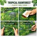 party greeting 54 Inch x 100 ft Rainforest Jungle Plastic Table Cover Roll Tablecloth Roll Tropical Greenery Table Cover for VBS 2026 Jungle Party Decorations Rainforest Greenery Background