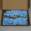 IPOPU 30pcs Baby Blue Roses Foam Flowers Artificial Roses with Stems, Fake Roses with Fake Flowers for DIY Wedding Bouquets Baby Shower Centerpieces Floral Party Home Dcor (Light Blue)