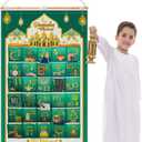 HOWAF 30 Ramadan Calendars for Filling Fabric(Countdown to Eid), Ramadan Kareem Advent Calendar for Hanging Wall Door, DIY Ramadan Calendar DIY Crafts, Ramadan Calendar Bags Reusable, Green Gold