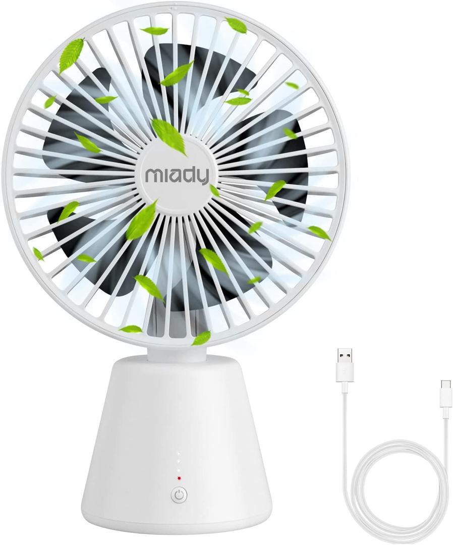 Miady USB Desk Fan, Upgraded 5000mAh Portable Desktop Fan 135Auto-Oscillating 3 Speeds Mini Cooling Personal Table Fan for Home Office Travel Camping Outdoor (White) Miady USB Desk Fan, Upgraded 5000mAh Portable Desktop Fan 135Auto-Oscillating 3 Speeds Mini Cooling Personal Table Fan for Home Office Travel Camping Outdoor (White)