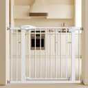 Baby Gate for Stairs, 29.5-40.5" Dog Gate for Doorways, Walk Thru Auto Close Metal Child Gate for The House, Stairs and Doorways, Pressure Mounted Pet Gate for Dog Indoor (White)