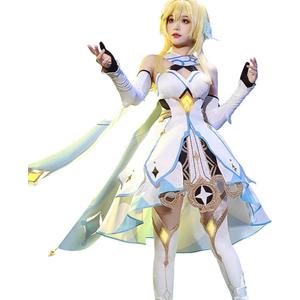 KIRA KIRA Traveler Lumine Cosplay Costume Game Genshin Impact Lumine Cosplay Costume Doki-SSR Halloween Party Costume Outfit, Size: Medium