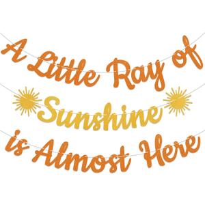 A Little Ray of Sunshine is Almost Here Banner - Sunshine Baby Shower Party Decorations, A Little Sunshine is on the Way Bunting Sign, Sunshine Garland Decorations for Girl/Boy Baby Shower