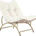 Tiita Accent Lazy Chair, Comfy Lounge Chair with Metal Frame and Plush Fabric, Spacious Seat Cozy Recliner Chair for Reading Room, Living Room, Bedroom, Office, Beige (Single)