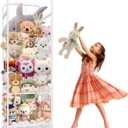 zuughay Metal Tube Stuffed Animal Holder, Large Stuffed Animal Storage, White Plushies Storage Elastic Band, Toys Organizer with 360° Brake Wheels for Nursery, Room, Playroom