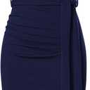 GRACE KARIN Women's Wear to Work Sleeveless Ruched Bodycon Office Pencil Midi Dresses with Belt (14, Navy Blue)