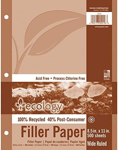 PACON Ecology Recycled Filler Paper - Letter, White, 8-1/2" x 11"