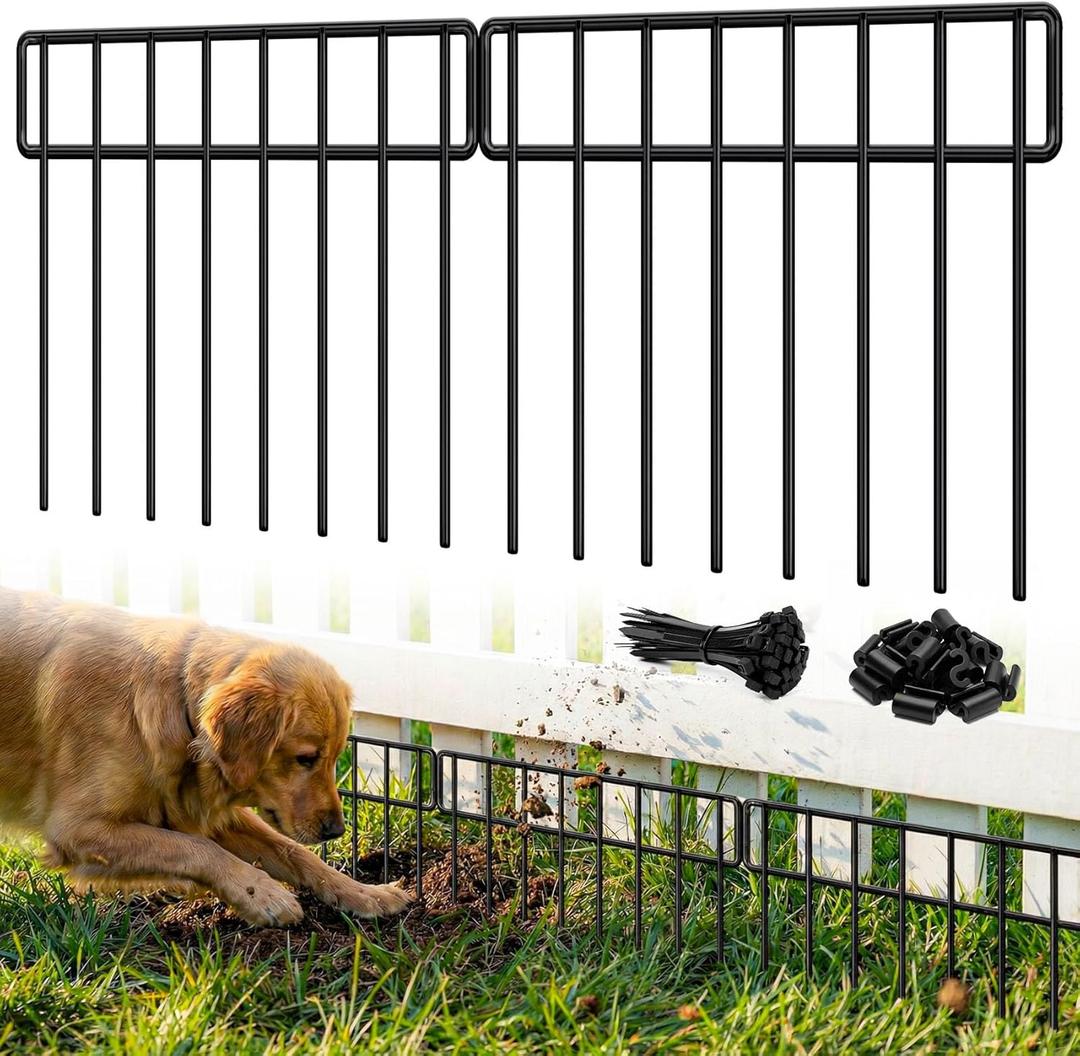 14 Panels 20Ft(L) X 13Inch(H) Garden Fence Animal Barrier - 14 Pack No Dig Fence Animal Barrier Fence Panel Metal Fencing Edging Border for Dog Rabbits and Outdoor Patio Yard Decorative Bottom Blocker