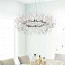 Macarena Modern Crystal Chandelier Dining Room Light Fixtures Silver Firework,Chrome Large Round Pendant Hanging Lighting for Bedroom Living Room Entryway Closet Bathroom Kitchen