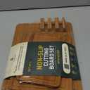 3 Packs Bamboo Cutting Board Set with Non Slip Feet Holder and Over Sink Nice Solid Thick Wood Juice Groove Chopping Board Extra Large Big Small Best Hardwood Kitchen Organic Vegetable Meat BBQ Kit (Brown)