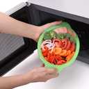 Microwave Steamer Cooker Collapsible Bowl Silicone Cookware Baked Potato with Handle Lid for Vegetables Fish Prep Meal Food with Removable Rack BPA Free Easy to Store Freezer Dishwasher Safe Green