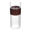 Birchland  Double Wall Glass Coffee or Tea Cup with Lid, Insulated, 12 oz, Set of 2