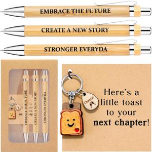 Going Away Gifts for Coworkers Women Congratulations Gifts New Beginning Gift for Farewell Cute Toast Keychain Fancy Pen Set Divorce Gift Inspirational Encouragement Leaving Job Present