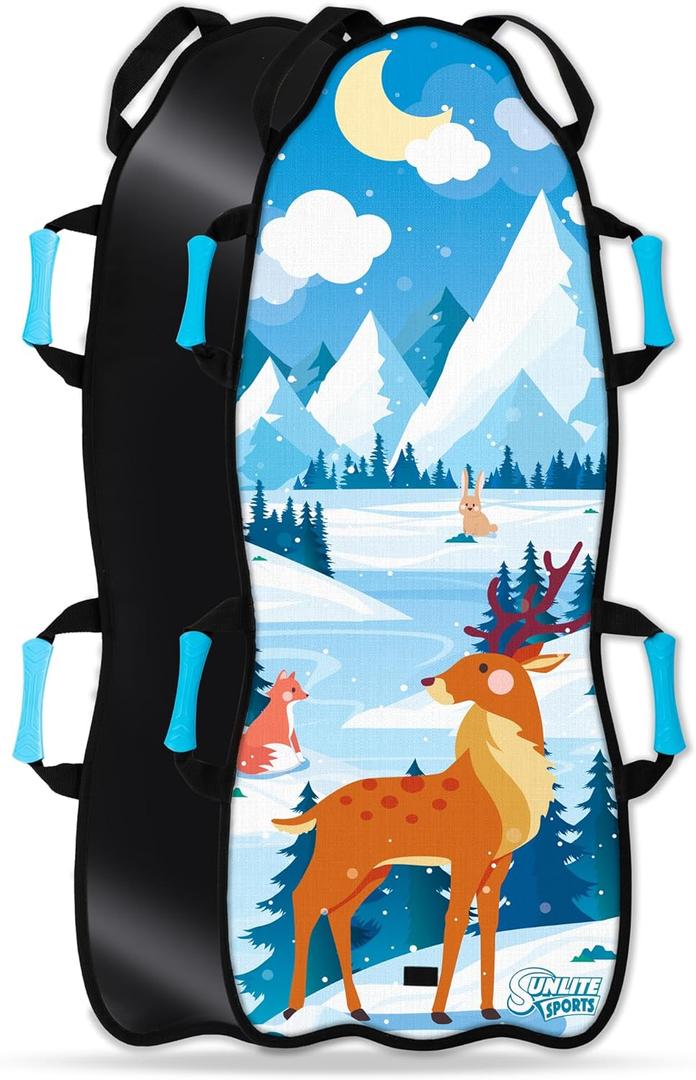 Sunlite Sports 45 Snow Sled  Foldable or Foam Style Toboggan for Kids & Adults, Reinforced Bottom, Durable Stitching & Ergonomic Handles  Lightweight & Portable Winter Sled (1.2) Wonderland 45" Foldable Sled Gift Version)