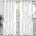 BGment White Room Darkening Curtains 95 Inched Long with Sheer Overlay, Silver Printed Grommet Thermal Insulated Window Tulle Curtains for Bedroom/Living Room, 2 Panels 52 x 95 Inch, Pure White