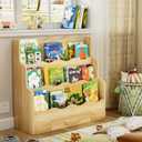 3-Tier Montessori Scalloped Kids Bookshelf with Drawer, 29.6" Wide