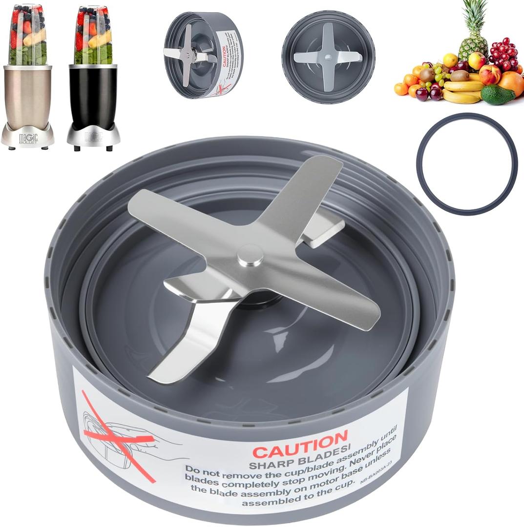 Replacement Extractor Blade, Fit for NutriBullet 600w/ 900w Pro Series Blender with Food-grade Silicone Rubber Gaskets Seal Ring for NutriBullet Blender Blade Replacement Parts (1-Pack)