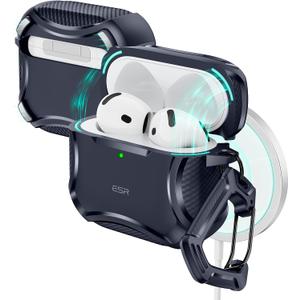 ESR for AirPods 4 Case, Compatible with AirPods 4th Generation Case (2024), Compatible with MagSafe, Powerful Drop Protection, Magnetic Lid, Cyber Series, Blue