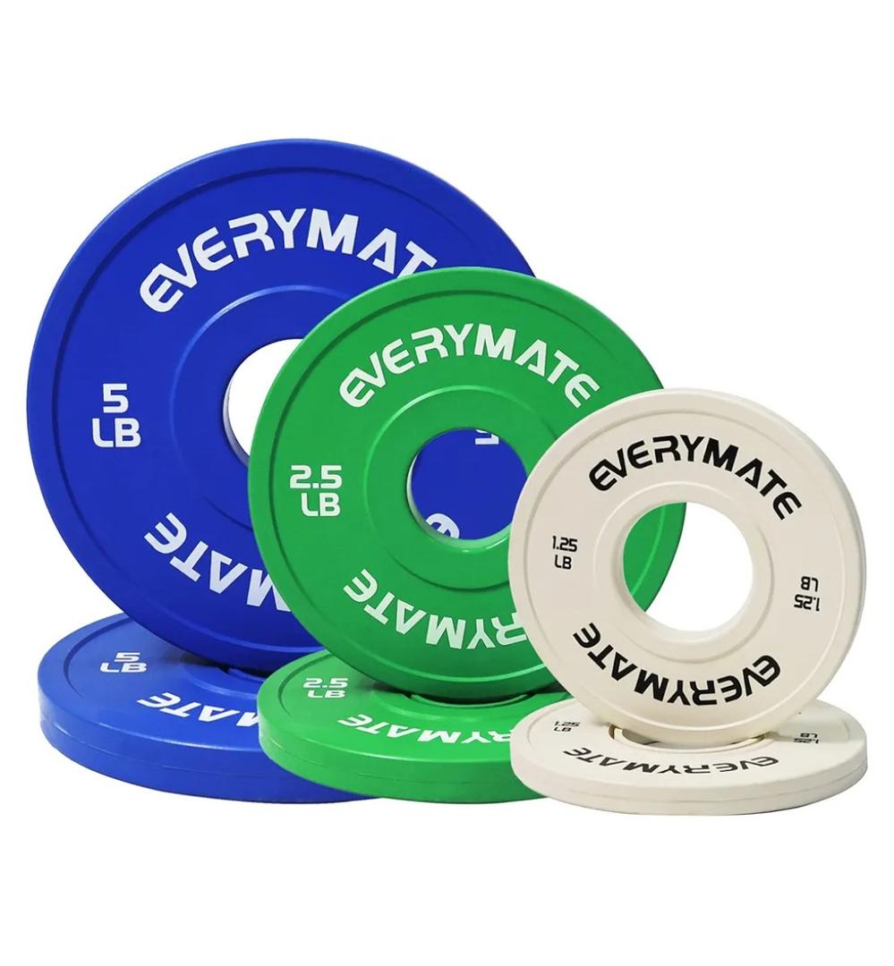 EVERYMATE Change Weight Plates 1.25LB 2.5LB 5LB Pair Set Fractional Plate Olympic Bumper Plates for Cross Training Bumper Weight Plates Steel Insert Strength Training Weight Plates
