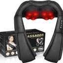 Shiatsu Neck Massager, Electric Neck and Back Massager with Heat, 3D Kneading Massage Pillow for Back, Shoulder, Muscle Pain Relief, Office & Home & Car Use, Fits for Parents (Black-button)