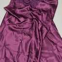 Lovasy Silk Nightgown for Women Lace V Neck Sleepwear Satin Slip Dress Sexy Lingerie Babydoll Chemise Negligee, Dark Purple M