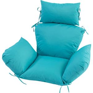 Outdoor Egg Chair Cushion with 8 Securing Straps, Water-Repellent & Fade-Resistant, Removable Cover, Replacement Cushion for Most Single Hanging Swing Egg Chairs – Teal