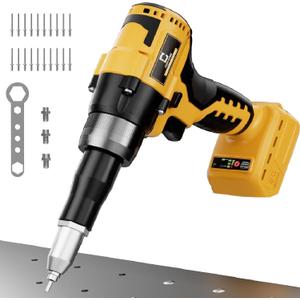 Cerycose Rivet Gun Compatible with Dewalt 20V Battery, Cordless Rivet Tool with 3 Size (1/8", 5/32", 3/16") Aluminum Rivets, Brushless Motor Rivet Gun Kit Nose Piece, Tool Only