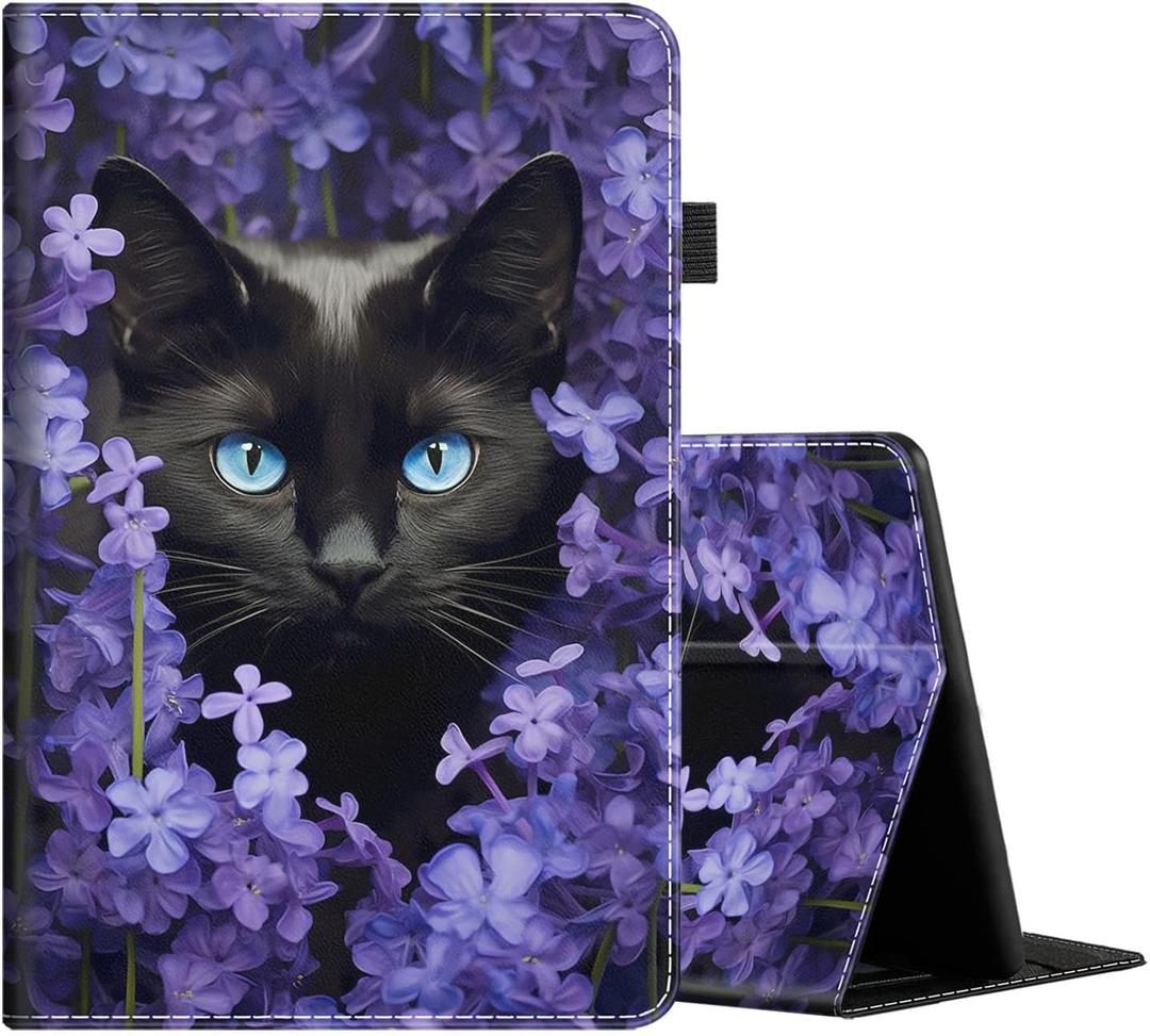 Case for All-New Amazon Fire HD 10 and Fire HD 10 Plus Tablet (Only Compatible with 11th Generation 2021 Release)-Multi-Angle View Adjustable Stand Auto Wake/Slee, Black Cat Art