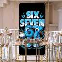 Funny 6 7 Meme Door Cover Italian Brainrot 67 Six Seven Birthday Party Decorations for School Classroom Office Home Door Banner
