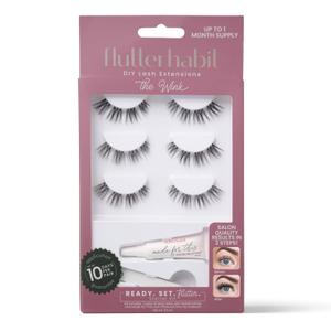 FlutterHabit Wink Ready Set Starter Kit, DIY Eyelash Extensions, Lash Clusters for Women, Professional Quality At Home Eyelash Extension Kit, Natural False Lashes, 3 Lash Sets, Lash Glue Included