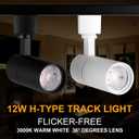 EAGLOD 12W LED Track Light Heads,Dimmable Single Circuit H Type Track Lighting Head for Accent Task,Retail,Art Exhibition Spot Lighting,120V CRI90+ 3000K Warm White 36Angle Halo Type 6 Pack (Black)