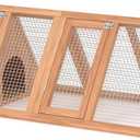 GOJOOASIS Chicken Coop for 2 Chickens Small Rabbit Hutch Quail Coop Wooden Bunny Cages Outdoor Chicken House w/Ventilating Wire (Wood)