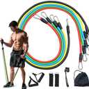 Resistance Bands for Working Out, Exercise Fitness Bands with Handles for Men and Women Strength Training, Home Gym Equipment, 5 Level (10, 15, 20, 25, 30LBS)