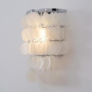 JIMUBEAM Battery Powered Sconces Wall Lighting Fixture with Nature White Shell Shades, Wireless Tiered Seashell Wall Mounted Lamp for Bedside Nightstand Light Bedroom Hallway