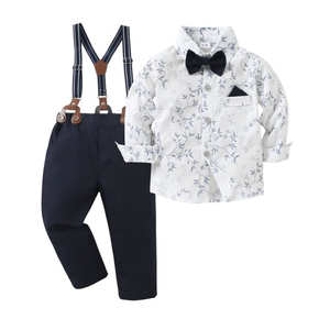 WESIDOM Baby Boy Clothes 0-18M Newborn Infant Gentleman Outfit, Shirt+Bowtie+Beret+Suspender Pant Baby boy Suit Clothing Set, 5-6 T