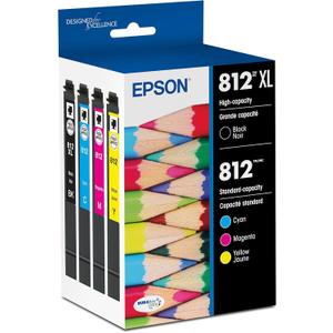 EPSON 812 DURABrite Ultra Ink High Capacity Black & Standard Color Cartridge Combo Pack (T812XL-BCS) Works with WorkForce Pro WF-7310, WF-7820, WF-7840, WorkForce EC-C7000
