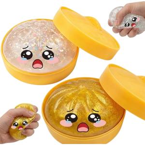 Lemoneon Glitter Dumpling Squishy Mystery Box 2 Pcs - 2026 Upgraded Dumplings Squishes for Adults Teens Squeeze Easter Basket Stuffers & Stocking Stuff Sad White and Gold